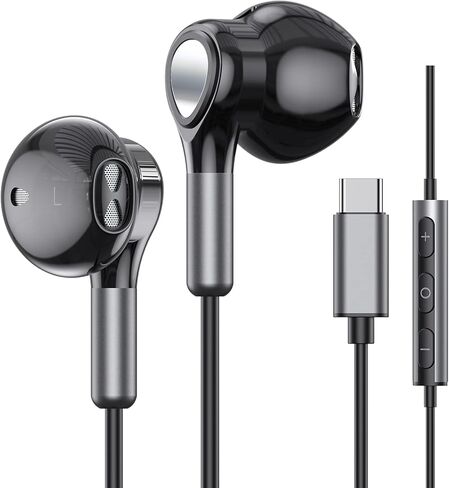 سماعات رأس USB C لهاتف Samsung Galaxy S23 Ultra S22 S21 FE S20 A54 A53 سماعات USB C مع ميكروفون داخل الأذن سماعات أذن سلكية USB من النوع C سماعات أذن لهاتف iPhone 15 Pro Max iPad Plus Pixel 8 7 6a 5 in Kuwait