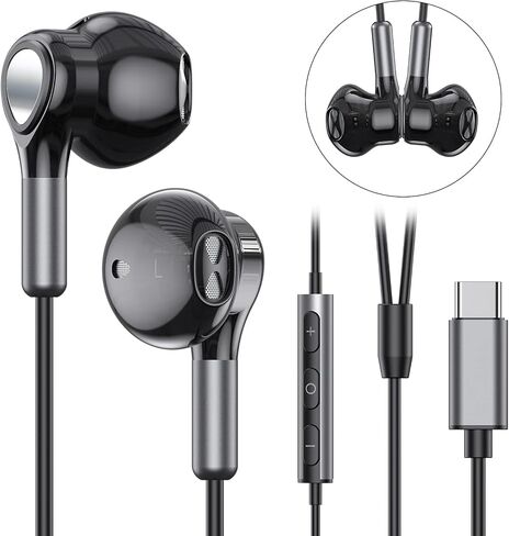 سماعات رأس USB C لهاتف Samsung Galaxy S23 Ultra S22 S21 FE S20 A54 A53 سماعات USB C مع ميكروفون داخل الأذن سماعات أذن سلكية USB من النوع C سماعات أذن لهاتف iPhone 15 Pro Max iPad Plus Pixel 8 7 6a 5 in Kuwait