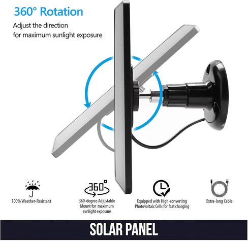 شاحن كاميرا لوحة شمسية مناسب للكاميرا الخارجية SimpliSafe، Blink Outdoor XT3 XT Blink XT2، Arlo Essential Spotlight/XL Spotlight Camera VMC2030 VMA3600 Micro USB Type-C in Kuwait