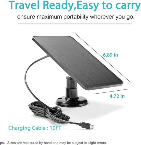 شاحن كاميرا لوحة شمسية مناسب للكاميرا الخارجية SimpliSafe، Blink Outdoor XT3 XT Blink XT2، Arlo Essential Spotlight/XL Spotlight Camera VMC2030 VMA3600 Micro USB Type-C in Kuwait
