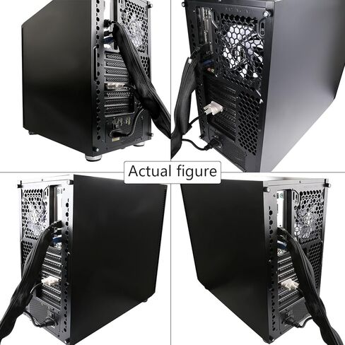 Cable Management Sleeve, Hikig Cord Organizer System - 19.5" Portable Nylon Cable Sleeve with Zipper, Wire Cover, Cable Wrap, Cord Sleeves for TV, Computer, Office, Home Entertainment, 4 Pack - Black in Kuwait