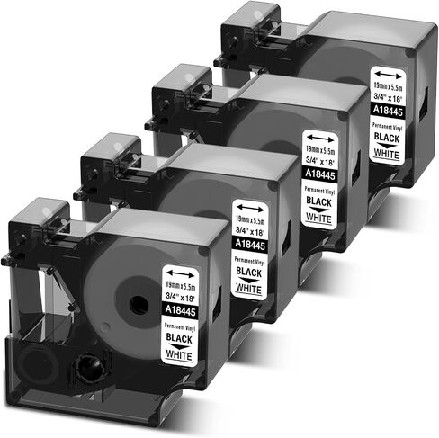 Rhino 5200 Label Tape Compatible with Dymo 18445 Permanent Vinyl Tape | 3/4 Inch Industrial Rhino Labels, Work for Rhino 4200, 5000, 5200, 6000 Label Maker Refills, 4 Pack in Kuwait