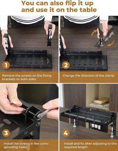 yamagahome Under Desk Cable Management Tray, 14"-21" Retractable Cord Organizer for Desk, No Drill Cable Tray Basket for Wire Management, Sturdy Metal Cable Management with Clamp for Home Office in Kuwait