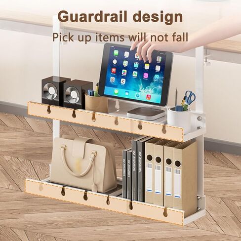 Holotap صينية إدارة الكابلات ذات الطبقة المزدوجة أسفل المكتب، صينية إدارة كابلات بدون حفر للمكتب، قابلة للتعديل من 12.5 بوصة إلى 21.6 بوصة، حامل سلك قطاع الطاقة قابل للسحب لإدارة الأسلاك in Kuwait