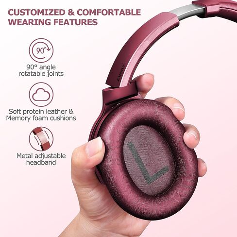 ZIHNIC Active Noise Cancelling Headphones, 40H Playtime Wireless Bluetooth Headset with Deep Bass Hi-Fi Stereo Sound,Comfortable Earpads for Travel/Home/Office (Rose Gold) in Kuwait