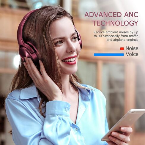 ZIHNIC Active Noise Cancelling Headphones, 40H Playtime Wireless Bluetooth Headset with Deep Bass Hi-Fi Stereo Sound,Comfortable Earpads for Travel/Home/Office (Rose Gold) in Kuwait