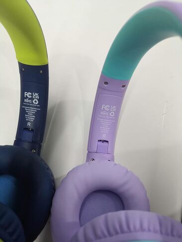 iClever HS22 2-Pack Kids Headphones with Sharing Splitter for School Travel | SafeSound Tech3.0, Share Audio, Tangle-Free, 3.5mm Jack, Foldable, Stereo Sound, Wired Headphones for Kids, Green & Blue in Kuwait