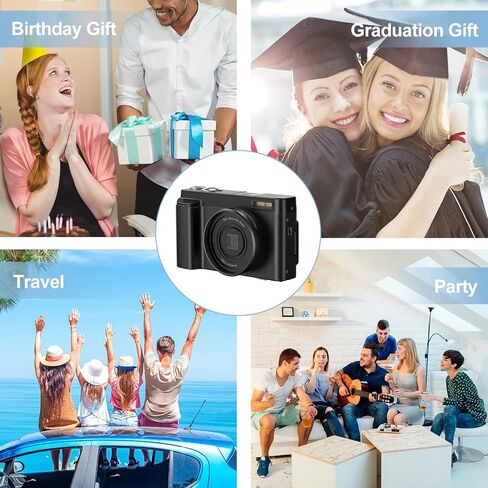 Digital Camera HD 1080P Video Camera Vlogging Camera for YouTube with Webcam, 3.0 Inch Flip Screen Compact Camera with 16X Digital Zoom, 2 Batteries in Kuwait
