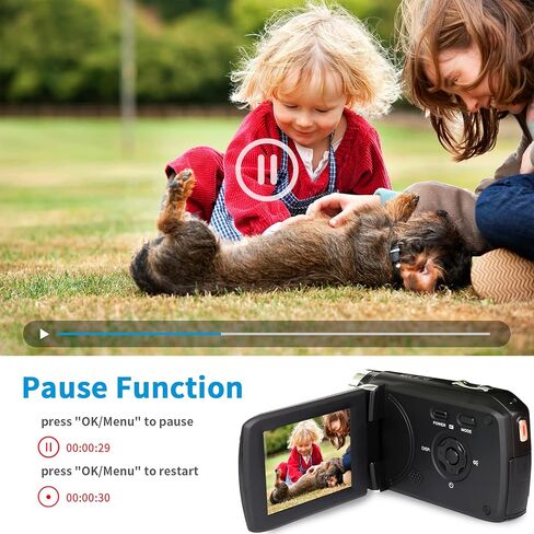 هيجومن كاميرا فيديو فل اتش دي 2.7 كيه 36.0 ميجابكسل لمدونات الفيديو لليوتيوب وتيك توك 2.8 انش بشاشة LCD للاطفال والمراهقين والطلاب والمبتدئين وكبار السن in Kuwait