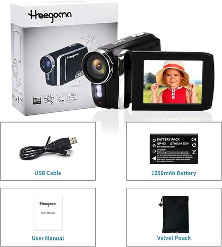 هيجومن كاميرا فيديو فل اتش دي 2.7 كيه 36.0 ميجابكسل لمدونات الفيديو لليوتيوب وتيك توك 2.8 انش بشاشة LCD للاطفال والمراهقين والطلاب والمبتدئين وكبار السن in Kuwait