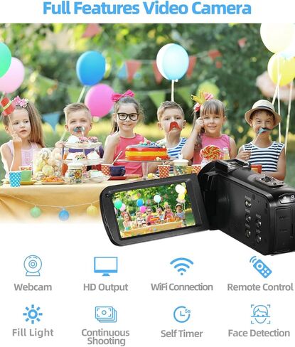 كاميرا فيديو KONSIVY بدقة 4K 24FPS مع تقريب بصري 10X ورقمي 4X، وكاميرات تسجيل فيديو WiFi مع تركيز تلقائي، وشاشة تعمل باللمس وجهاز تحكم عن بعد، ومسجل فيديو مع بطاريتين in Kuwait