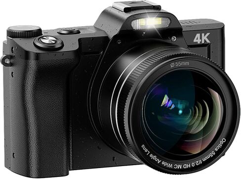 كاميرا رقمية Bifevsr 4K كاميرا فيديو بدقة 48 ميجابكسل مع شبكة WiFi وكاميرا تسجيل فيديو وكاميرا يوتيوب مع شاشة 3.5 بوصة وعدسة زاوية واسعة وعدسات ماكرو وكاميرا ويب وتكبير رقمي 16X in Kuwait