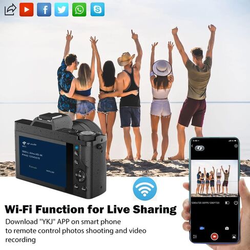 كاميرا رقمية Bifevsr 4K كاميرا فيديو بدقة 48 ميجابكسل مع شبكة WiFi وكاميرا تسجيل فيديو وكاميرا يوتيوب مع شاشة 3.5 بوصة وعدسة زاوية واسعة وعدسات ماكرو وكاميرا ويب وتكبير رقمي 16X in Kuwait