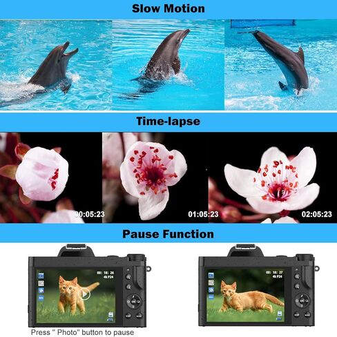 كاميرا رقمية Bifevsr 4K كاميرا فيديو بدقة 48 ميجابكسل مع شبكة WiFi وكاميرا تسجيل فيديو وكاميرا يوتيوب مع شاشة 3.5 بوصة وعدسة زاوية واسعة وعدسات ماكرو وكاميرا ويب وتكبير رقمي 16X in Kuwait