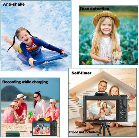 كاميرا رقمية Bifevsr 4K كاميرا فيديو بدقة 48 ميجابكسل مع شبكة WiFi وكاميرا تسجيل فيديو وكاميرا يوتيوب مع شاشة 3.5 بوصة وعدسة زاوية واسعة وعدسات ماكرو وكاميرا ويب وتكبير رقمي 16X in Kuwait