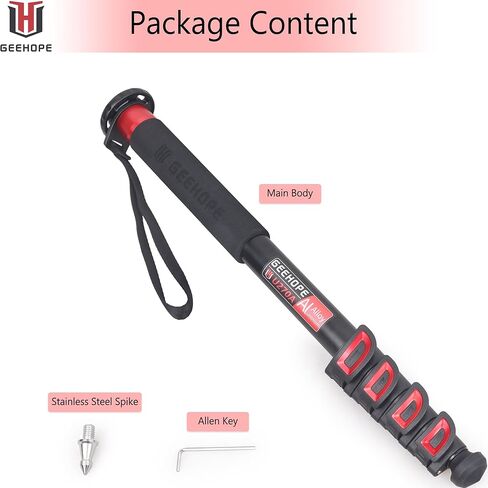 حامل كاميرا مونوبود 65.7 بوصة/167 سم مصنوع من سبائك الألومنيوم و5 أقسام للفيديو الاحترافي لكاميرات الفيديو Canon Nikon GoPro DSLR DV، أقصى تحميل 22 رطل/10 كجم، GEEHOPE U270A in Kuwait