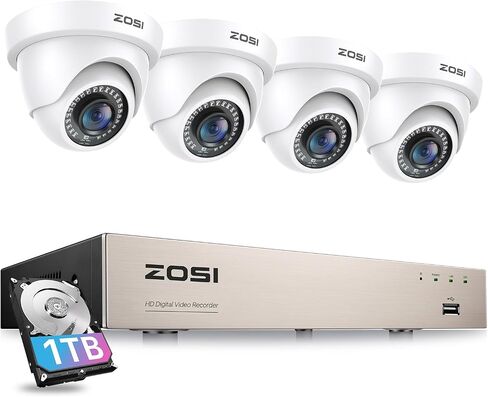 نظام كاميرا ZOSI 4K Spotlight PoE الأمني، 8 منافذ 16CH 8MP NVR مع محرك أقراص ثابتة سعة 2 تيرابايت، 4 قطع 4K كاميرات IP PoE داخلية خارجية مع صوت ثنائي الاتجاه وصفارة إنذار، رؤية ليلية، اكتشاف مركبة الشخص، للتسجيل على مدار الساعة طوال أيام الأسبوع in Kuwait