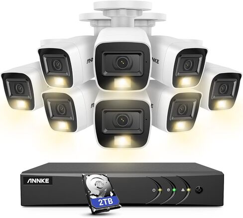 نظام كاميرا أمان ANNKE 8CH 3K مع صوت/ميكروفون، 3K Lite Surveillance AI DVR و4 x 3K 5MP 2960*1665 كاميرا CCTV مع ضوء مزدوج، اكتشاف الإنسان/المركبة، IP67، رؤية ليلية ملونة، محرك أقراص ثابتة سعة 2 تيرابايت in Kuwait