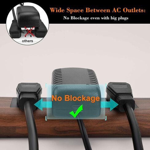 Power Strip 10Ft, JACKYLED Surge Protector with 3 Outlets and 2 USB Ports in Kuwait
