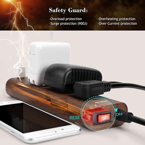 Power Strip 10Ft, JACKYLED Surge Protector with 3 Outlets and 2 USB Ports in Kuwait