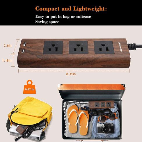 Power Strip 10Ft, JACKYLED Surge Protector with 3 Outlets and 2 USB Ports in Kuwait