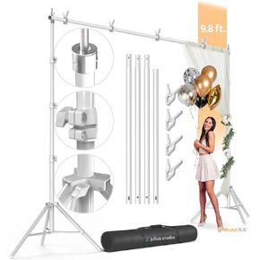 Julius Studio 10 x 9.8 feet (New) Heavy Duty Large White Backdrop Stands, Background Support, Metal Cap Head Thicker Joints for Enhanced Stability, White Spring Clamps, Photo Video Studio, JSAG838 in Kuwait