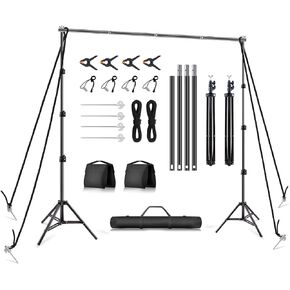Backdrop Stands, LATZZ 10x8.5ft(WxH) Backdrop Stand Heavy Duty, Photo Backdrop Stand Kit, Adjustable Background Stand with Metal Ground Nails and Nylon Ropes in Kuwait