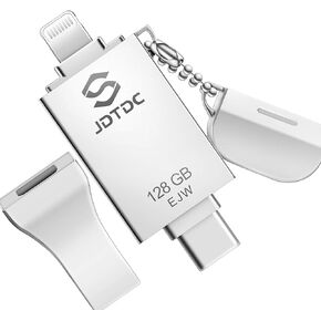 128GB Apple MFi Certified iPhone-Photo-Stick, 3 in 1 USB3.0 iOS Flash-Drive Photo-Stick-for-iPhone Memory-Stick Thumb Drives iPhone Backup Memory Stick for iPhone 15/14/13/12, iPad, Type-C Phone, PC