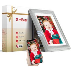 GreBear 10.1" WiFi Digital Photo Frame, Touchscreen 1280 x 800 IPS Digital Picture Frame, Double Frame Removable Photo Frame with 16G Off White, Auto-Rotate, Share Photos or Videos for Family in Kuwait