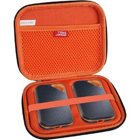 Hermitshell Hard Travel Case for SanDisk 500GB 1TB 2TB 4TB Extreme PRO Portable SSD (Black+Orange, Case for 2 Hard Drives)
