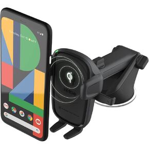 شاحن سيارة iOttie سهل الاستخدام بلمسة واحدة لاسلكي 2 فتحة CD للشحن + فتحة تهوية كومبو للهاتف iPhone وSamsung Galaxy وHuawei وLG والهواتف الذكية، أسود in Kuwait