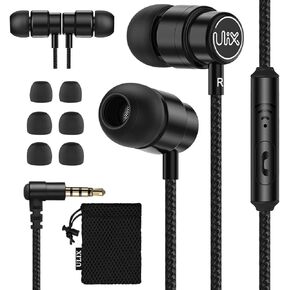 UliX Rider Wired Earbuds in-Ear Headphones, Earphones with Microphone, 5 Years Warranty, with Anti-Tangle Cable, Ear Buds for iPhone, iPad, Samsung, School Students, Kids, Women, Small Ears