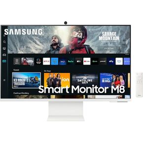 شاشة كمبيوتر ذكية SAMSUNG M80C UHD HDR مقاس 32 بوصة مع تلفزيون متدفق، كاميرا Slimfit متضمنة، وصول لاسلكي للكمبيوتر عن بعد، Alexa مدمج (LS32CM801UNXZA)، أبيض دافئ in Kuwait