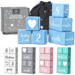 Turquoise Baby Monthly Milestone Blocks. Baby Age Blocks for Girl or Boy Baby Photo Props and Baby Shower. Month Baby Milestone Blocks with Grammatically Correct Month and Year