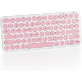 لوحة مفاتيح بلوتوث صغيرة - لوحة مفاتيح لاسلكية محمولة متعددة الأجهزة - 78 مفتاحًا لوحة مفاتيح جمالية هادئة لأجهزة iPad والكمبيوتر اللوحي والكمبيوتر المحمول والكمبيوتر الشخصي والكمبيوتر المحمول وWindows وMac وChrome OS وAndroid in Kuwait