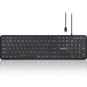 لوحة مفاتيح USB C سلكية كاملة الحجم من Perixx PERIBOARD-210C مع مفاتيح مقص هادئة - متوافقة مع أجهزة Mac وiPad وWindows وChromebook والأجهزة اللوحية وأجهزة الكمبيوتر المكتبية وأجهزة الكمبيوتر المحمولة - أسود - الإنجليزية الأمريكية (PB-210CBUS-11729) in Kuwait