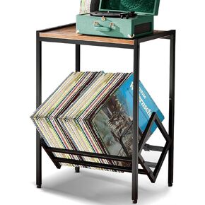 BOEASTER Record Player Stand with Vinyl Storage, Turntable Stand with Record Storage Up to 80 Albums, Record Player Table Shelf for Living Room Bedroom Office in Kuwait