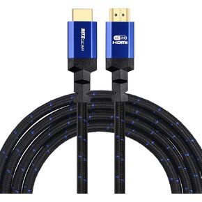 Ritz Gear 4K HDMI 2.0 Cable 30 ft. 18 Gbps Ultra High Speed Braided Nylon Cord & Gold Connectors - 4K@60Hz/UHD/3D/2160p/1080p/ARC & Ethernet. Compatible with UHD TV/Monitor/PC/PS5/Xbox