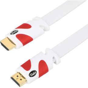 Postta Flat HDMI Cable 75 Feet Flat HDMI 2.0 Cord with Built-in Signal Booster Support 4K(2160P),3D,2K(1080P),Ethernet and Audio Return(White-Red)