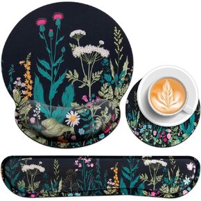 Mouse Pad with Wrist Rest Set, 3-in-1 Wrist Support Mouse Pad Set, Floral | Gaming MousePad with Anti-Skid Base,Ergonomic Mouse Pad,Memory Foam Keyboard Gel Wrists Rest in Saudi Arabia