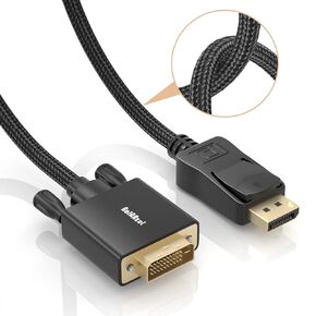 BolAAzuL DisplayPort to DVI Cable 6ft, Braided Displayport to DVI-D Male Single-Link Converter Cable 1080P DisplayPort DP Male to DVI Male Adapter for HP Dell Lenovo Nvidia AMD Laptop PC(DP-to-DVI)
