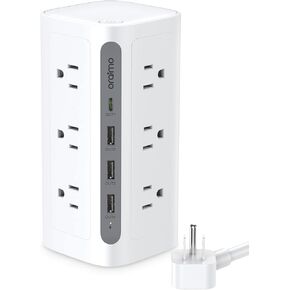 Power Strip Tower Surge Protector (1800J), oraimo 16 in 1 Power Tower with USB Ports & 5ft Extension Cord, Compact Charging Tower for Office Supplies, Dorm Room Essentials in Kuwait