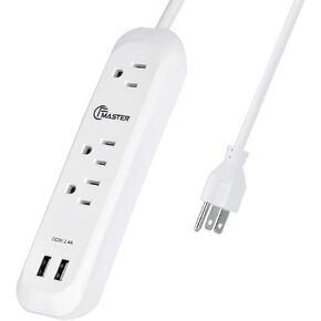 سلك تمديد طويل لقطاع الطاقة USB بطول 12 قدمًا، 3 منافذ، 2 منافذ USB (2.4 أمبير/12 وات)، حماية من الحمل الزائد، شريط طاقة قابل للتركيب للمكتب المنزلي، 1250 وات/10 أمبير، مدرج في قائمة SGS، أبيض. عبوتان in Kuwait