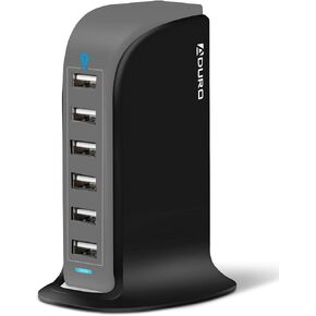 Aduro 40W 6-Port USB Desktop Charging Station Hub Wall Charger for iPhone iPad Tablets Smartphones with Smart Flow (Black/Grey) in Kuwait