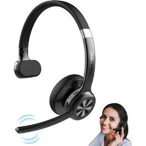 【𝟐𝟎𝟐4 𝐔𝐩𝐠𝐫𝐚𝐝𝐞𝐝】 Trucker Bluetooth Headset, Wireless Headset with Microphone ENC Noise Cancelling & Mute Button, 30H Talk Time, Bluetooth 5.2 Headphones for Work, Office, Call Center