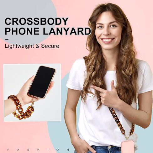 Tigeen 2 Pcs Crossbody Phone Lanyard and Wrist Phone Strap, Universal Phone Chain Strap Adjustable Cell Phone Neck Holder Hand Free Smartphone Strap with 4 Pcs Connectors Compatible with Most Phones in Saudi Arabia