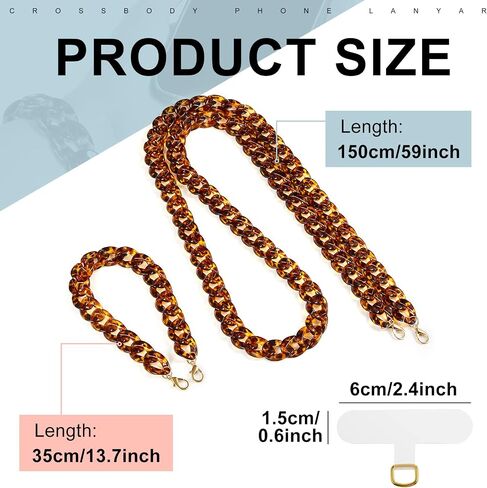 Tigeen 2 Pcs Crossbody Phone Lanyard and Wrist Phone Strap, Universal Phone Chain Strap Adjustable Cell Phone Neck Holder Hand Free Smartphone Strap with 4 Pcs Connectors Compatible with Most Phones in Saudi Arabia