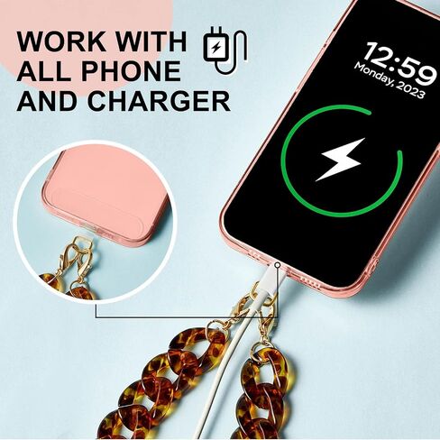 Tigeen 2 Pcs Crossbody Phone Lanyard and Wrist Phone Strap, Universal Phone Chain Strap Adjustable Cell Phone Neck Holder Hand Free Smartphone Strap with 4 Pcs Connectors Compatible with Most Phones in Saudi Arabia