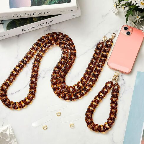 Tigeen 2 Pcs Crossbody Phone Lanyard and Wrist Phone Strap, Universal Phone Chain Strap Adjustable Cell Phone Neck Holder Hand Free Smartphone Strap with 4 Pcs Connectors Compatible with Most Phones in Saudi Arabia