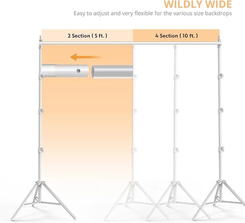 Julius Studio 10 x 9.8 feet (New) Heavy Duty Large White Backdrop Stands, Background Support, Metal Cap Head Thicker Joints for Enhanced Stability, White Spring Clamps, Photo Video Studio, JSAG838 in Kuwait